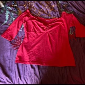 Deadly Dames Red Top 2X by Micheline Pitt